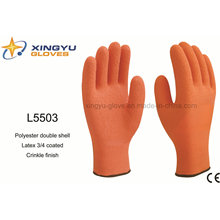 Polyester Double Shell Latex 3/4 Coated Crinkle Finish Safety Work Glove (L5503)